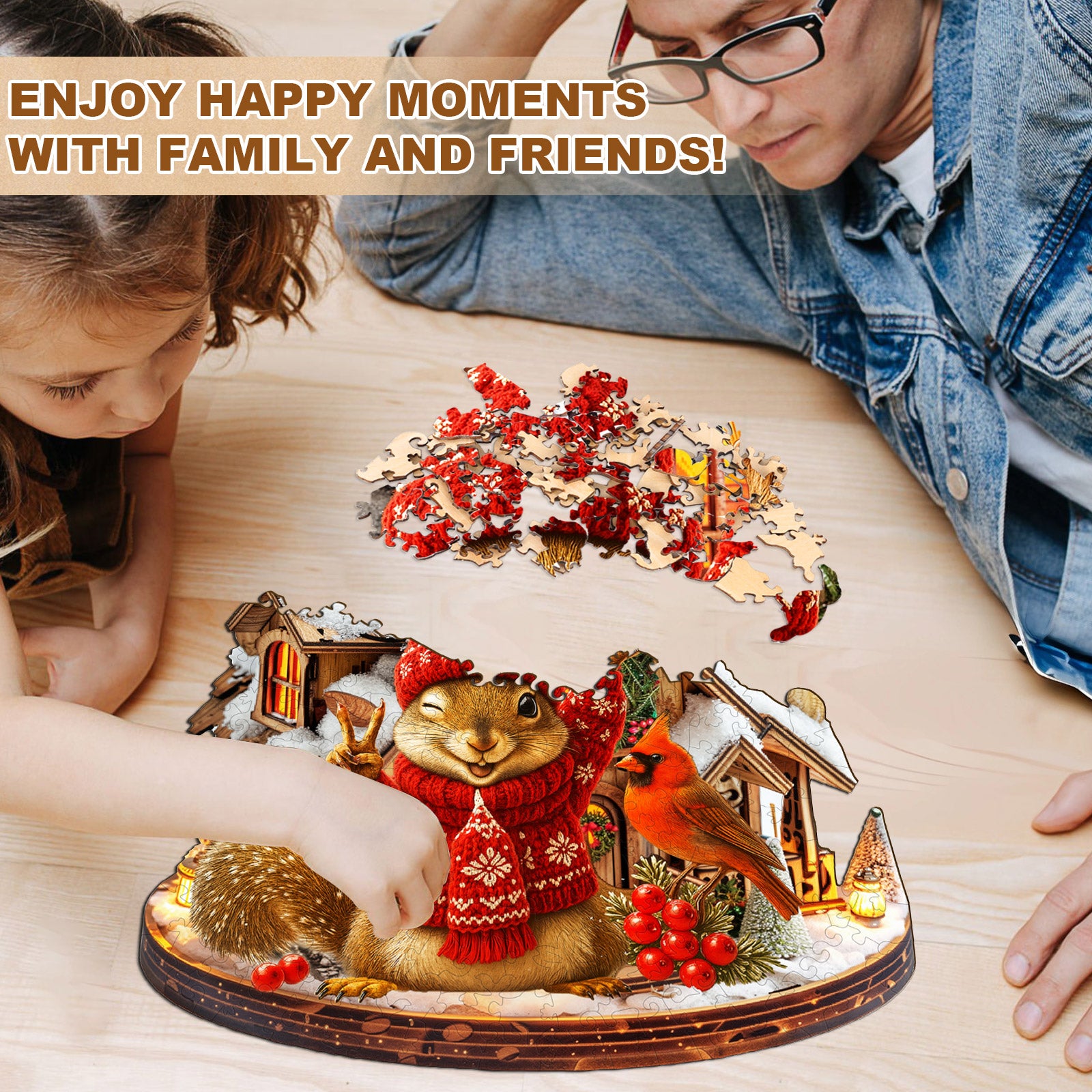 Joyful Squirrel Wooden Jigsaw Puzzle