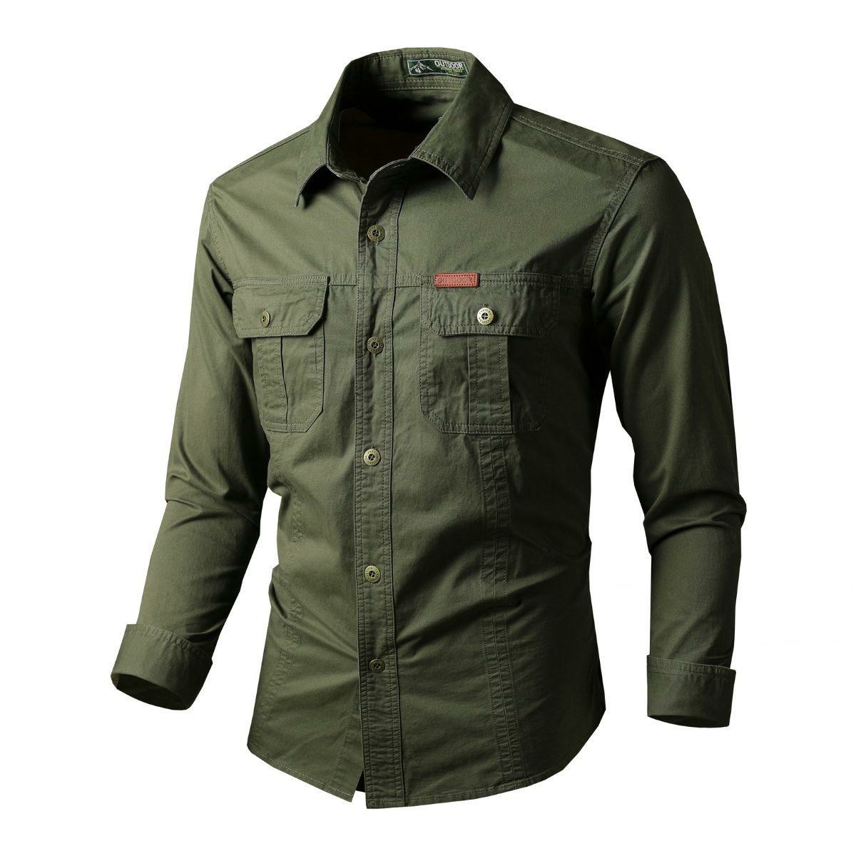 Men's Long Sleeve Workwear Shirt - Outdoor Casual Versatile Top