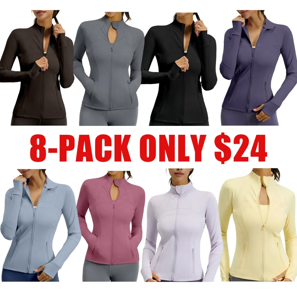Women’s Slim Fit Full Zip Athletic Jacket with Zip Pockets – Long Sleeve Workout Top