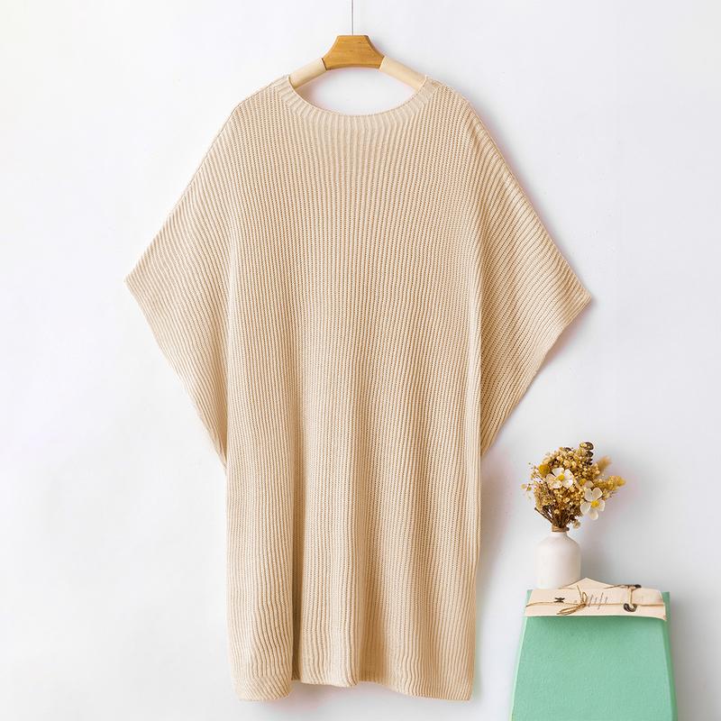Women’s Oversized Ribbed Knit Top – Crew Neck Short Sleeve Pullover with Side Slit