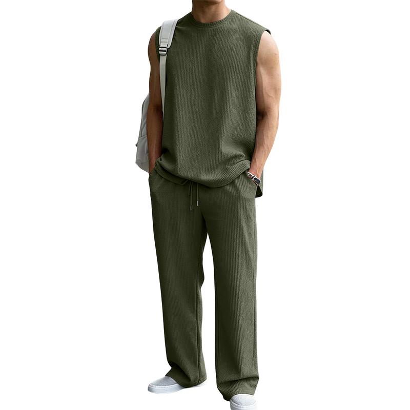 🧥 Men’s 2 Piece Rib Knit Sweatsuit — Casual Everyday Wear