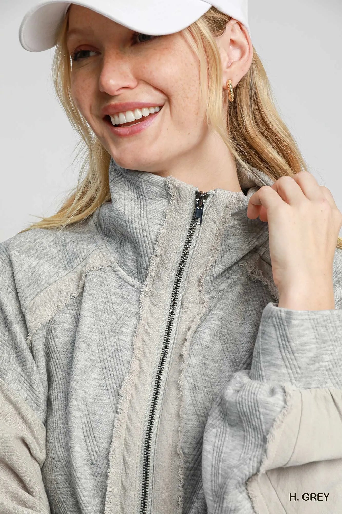 Two-Way Jacquard Zip-Up Jacket