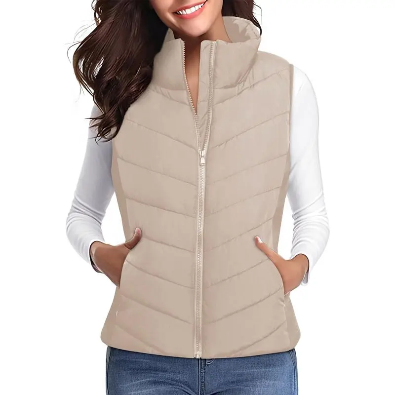 Puffer Vest Women Sleeveless Zip Up Outerwear