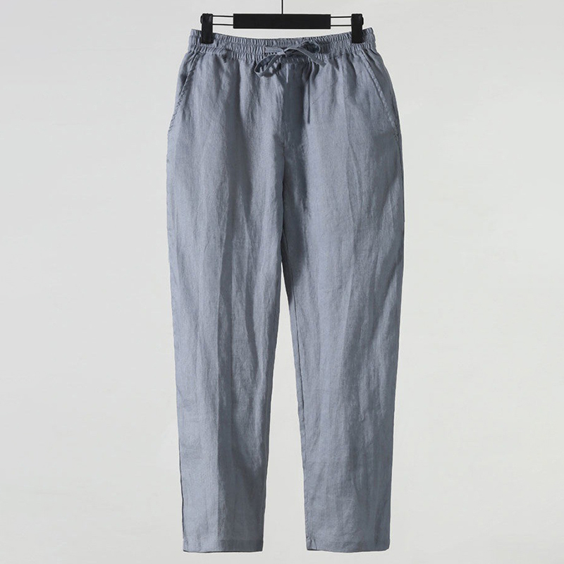Men's Vintage Elastic Waist Pocket Casual Cotton Linen Pants