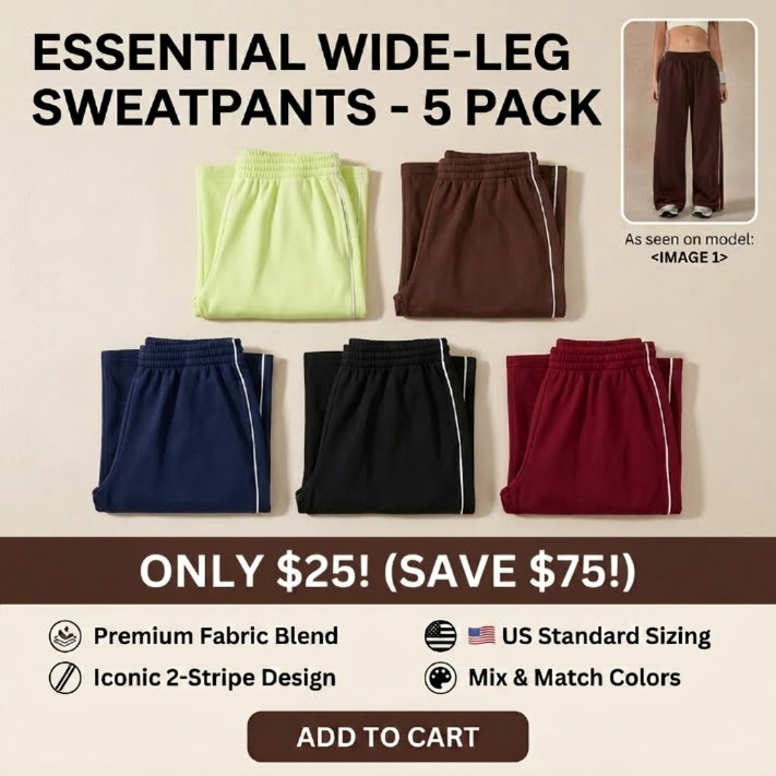 Women's Baggy Wide-Leg Pants – Pocket Design, Elastic Waist & Side Trim for Securely Holding Small Items & Comfortable Relaxed Fit