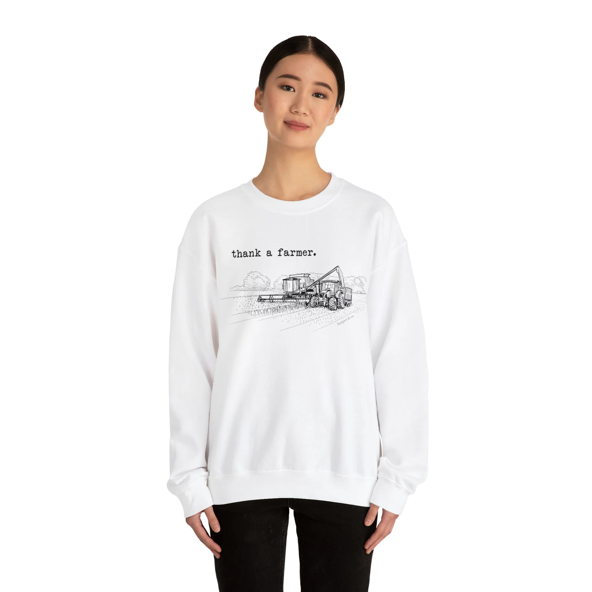 Thank a Farmer Combine Unisex Heavy Blend? Crewneck Sweatshirt