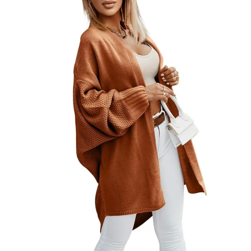 Women's Fall Cardigans Open Front Batwing Sleeve Knit Oversized Long Cardigan Sweaters