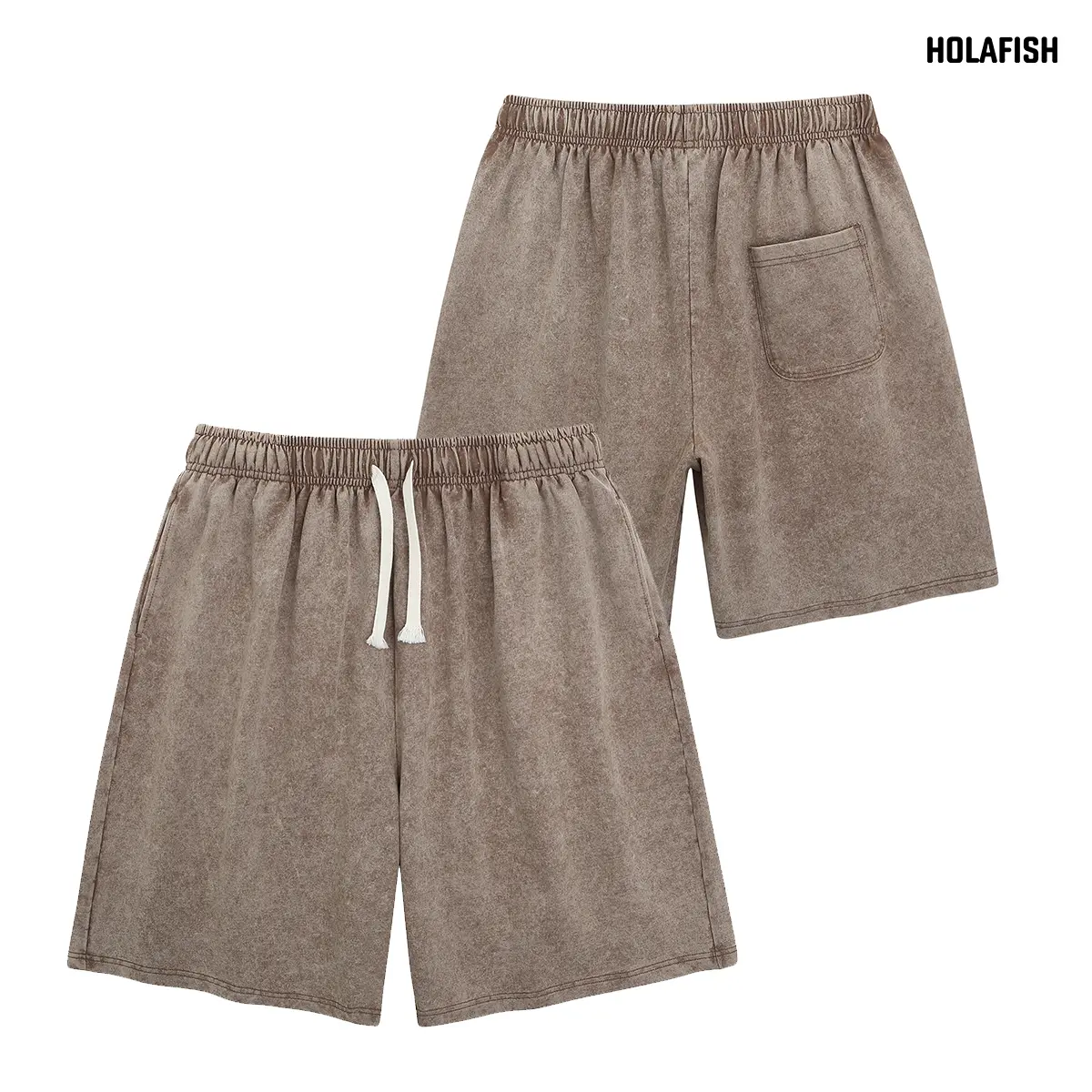 Retro Acid Wash Basic Unisex Tee & Shorts Cotton,7