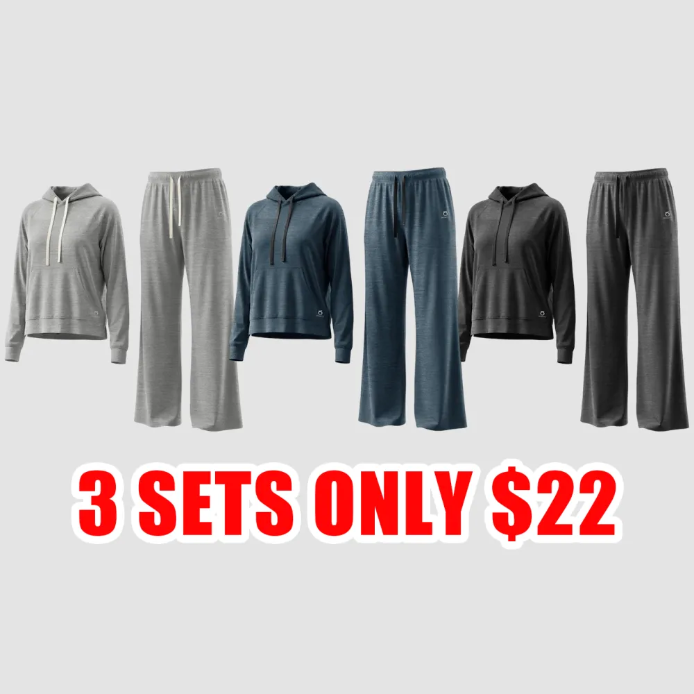 Women’s Recycled Fabric 2-Piece Hoodie & Wide-Leg Sweatpants Set