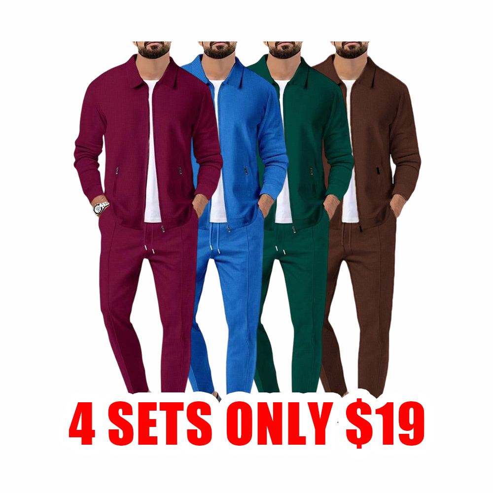 Men’s Tracksuit Set – Zip Up Jacket & Drawstring Pants