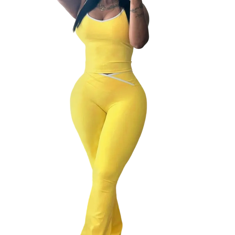 ✨Chic Colorblock Crmon Tank &. Dlarod PanteSet | Women's Sleeveless Gym YogaOutfit