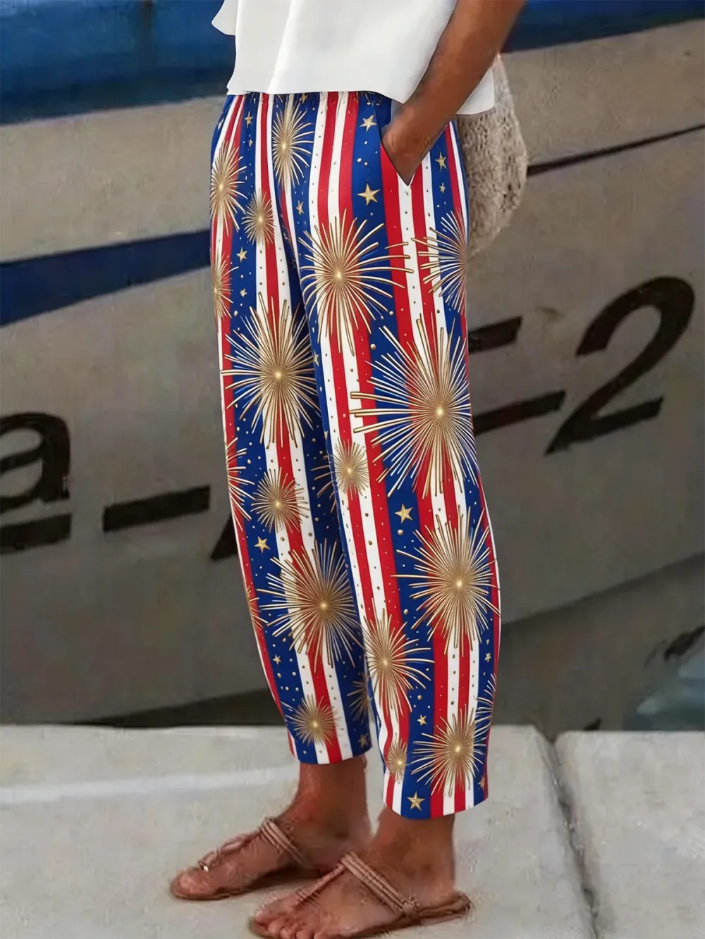 Women Striped Long Pants Vintage Spring/Fall Trousers