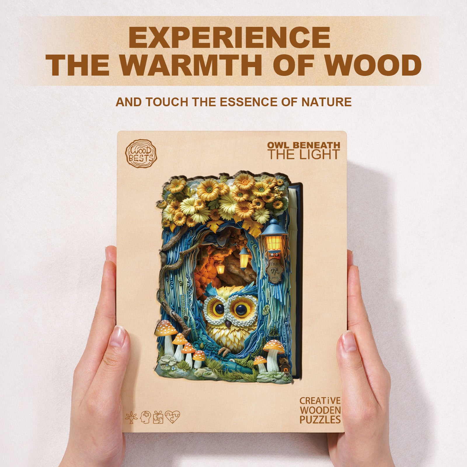 Owl Beneath The Light Wooden Jigsaw Puzzle