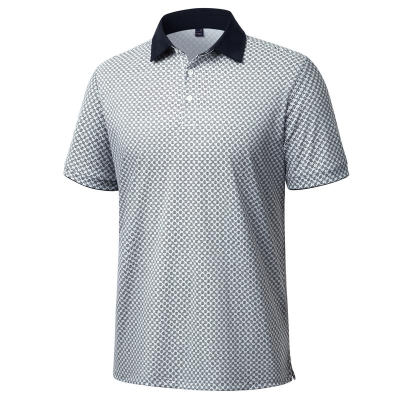 Mens Golf Polo Shirts Short Sleeve Dry Fit Moisture Wicking Casual Tennis Polos Print Collared Shirt