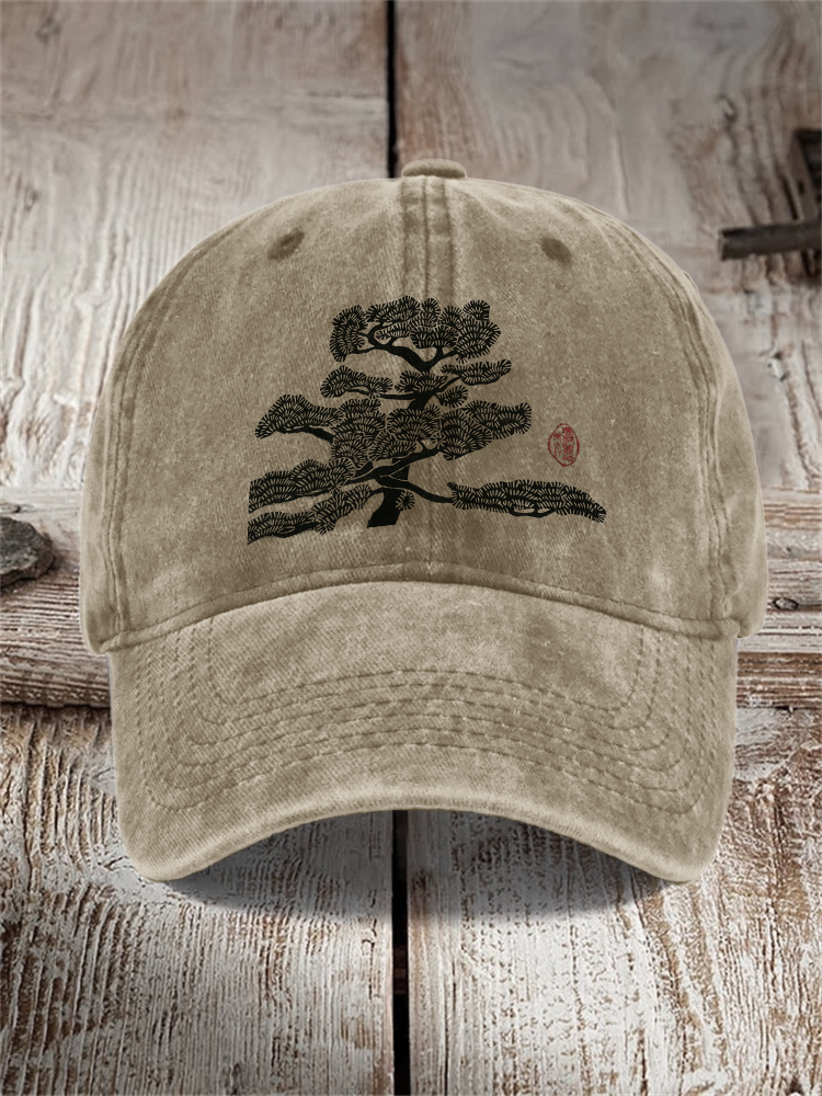 Pine Tree Japanese Lino Art Cap