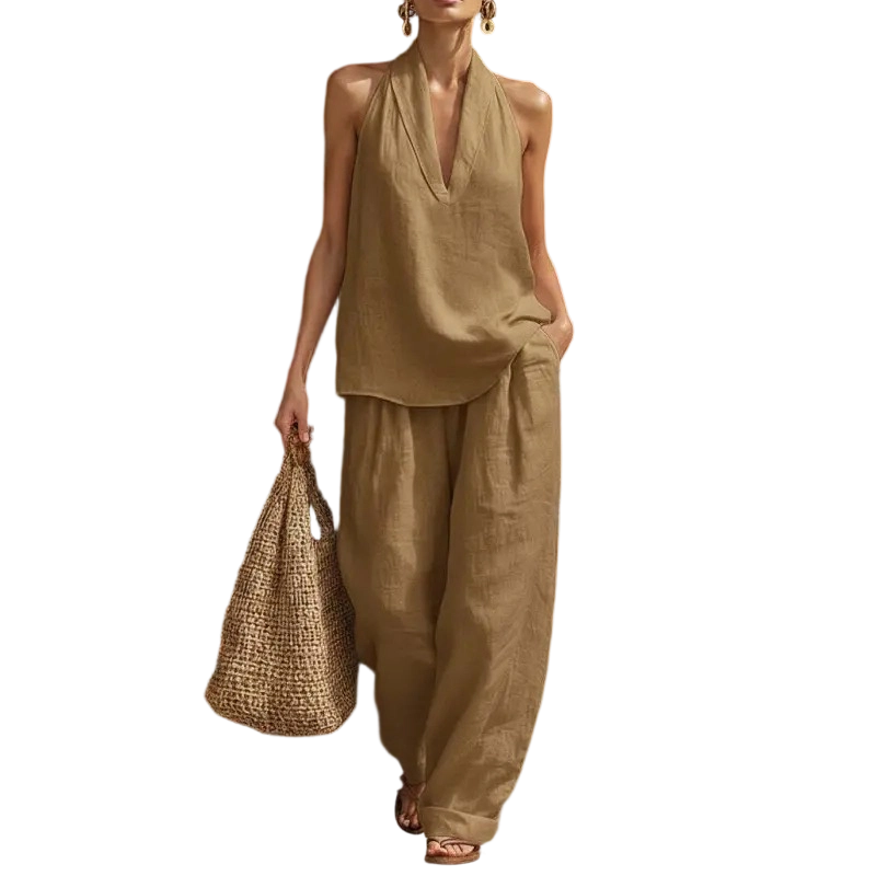 Women's Boho Linen Two-Piece Set