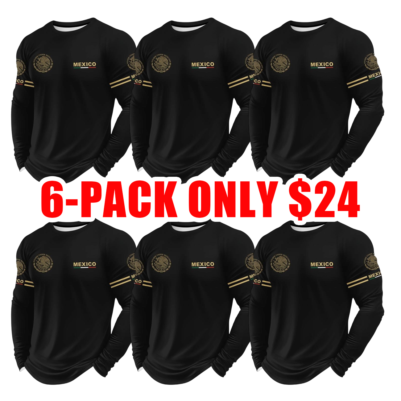 Men’s 3D Printed Long Sleeve Crop T-Shirt with Mexican Pattern