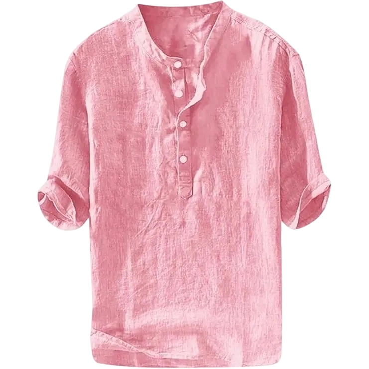 Men's Linen Cotton 3/4 Sleeve Henley T-Shirt