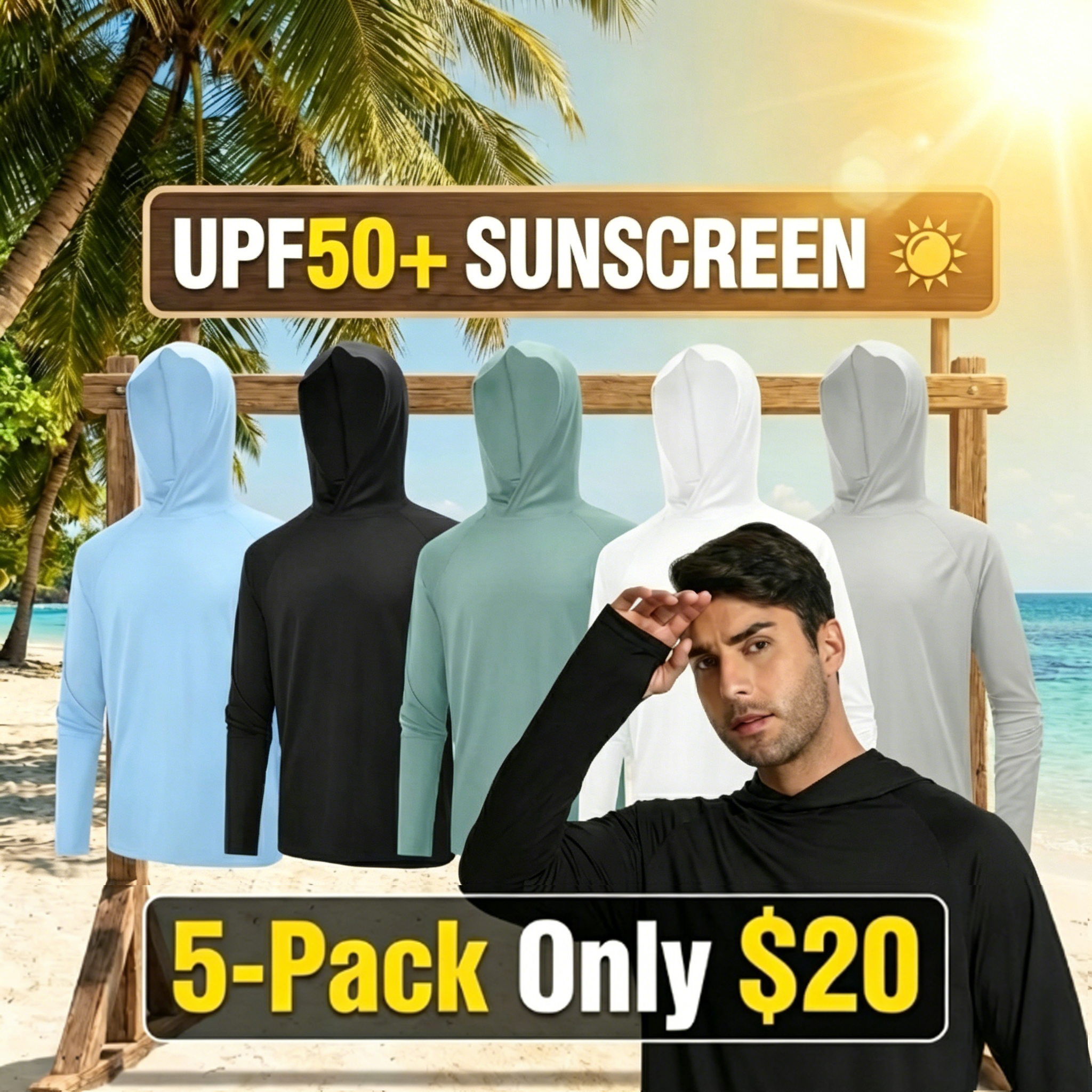 Men's Lightweight UPF50+ Sun Protection Performance Hoodie