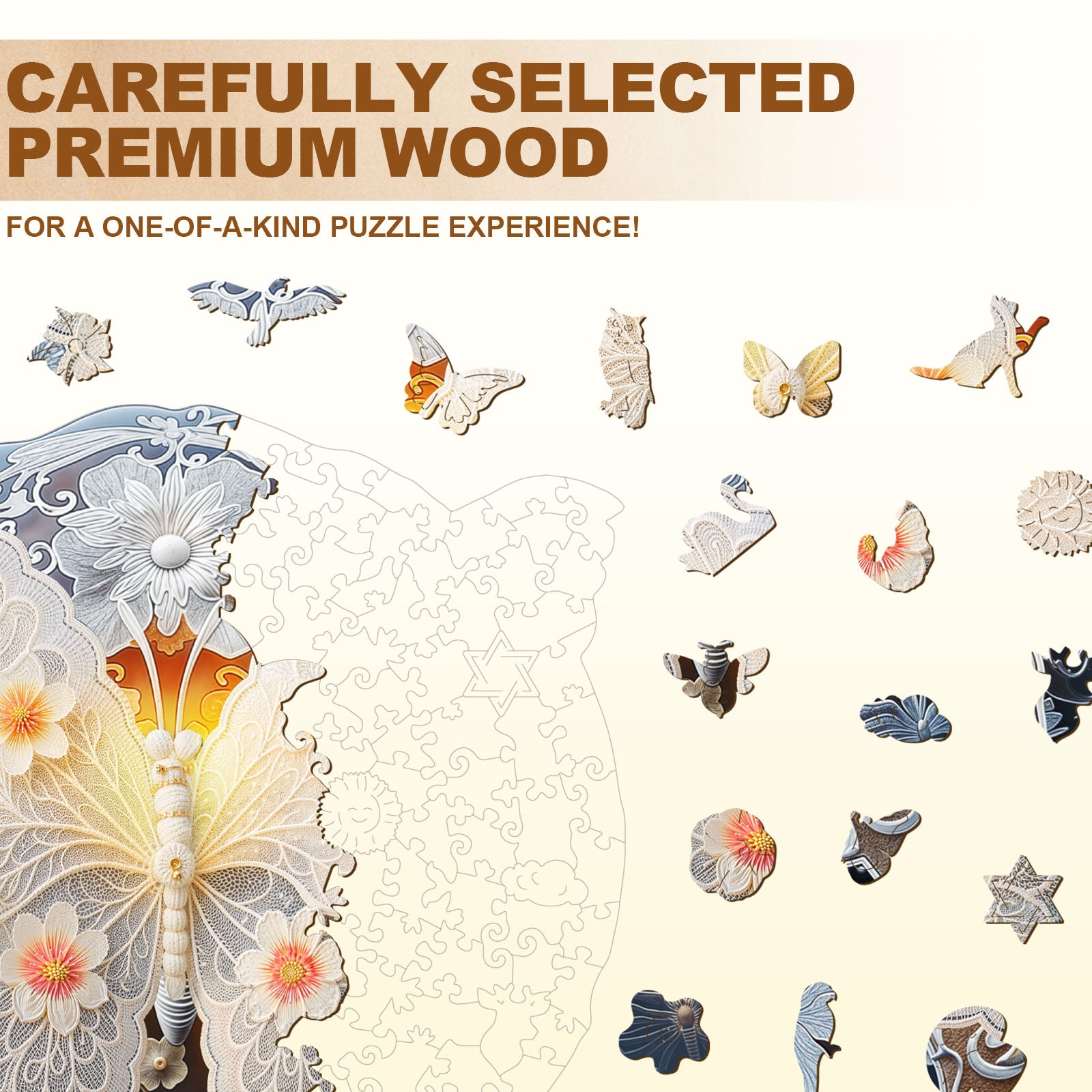 Lace Butterfly Wooden Jigsaw Puzzle