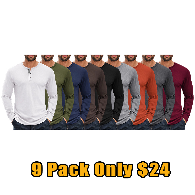Men’s Classic Cotton Henley Long Sleeve