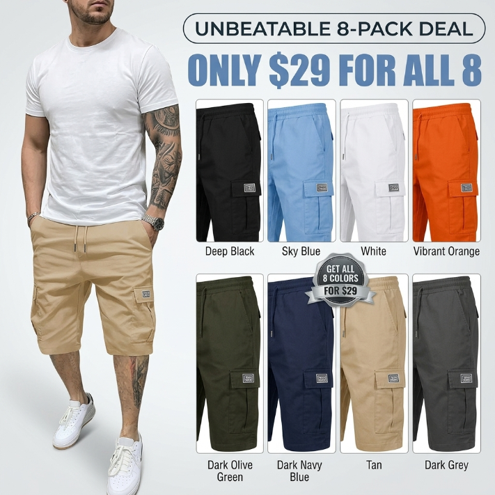 🔥Men's Multi-Pocket Cargo Shorts Casual Streetwear Set