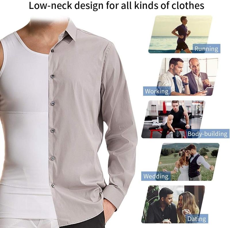 Menswear Body Shaper Shapewear Compression Tummy Control Vest Comfy Stretchy Lightweight Workout Tank Top Fabric Breathable Undershirt Elastic Soft Polyester