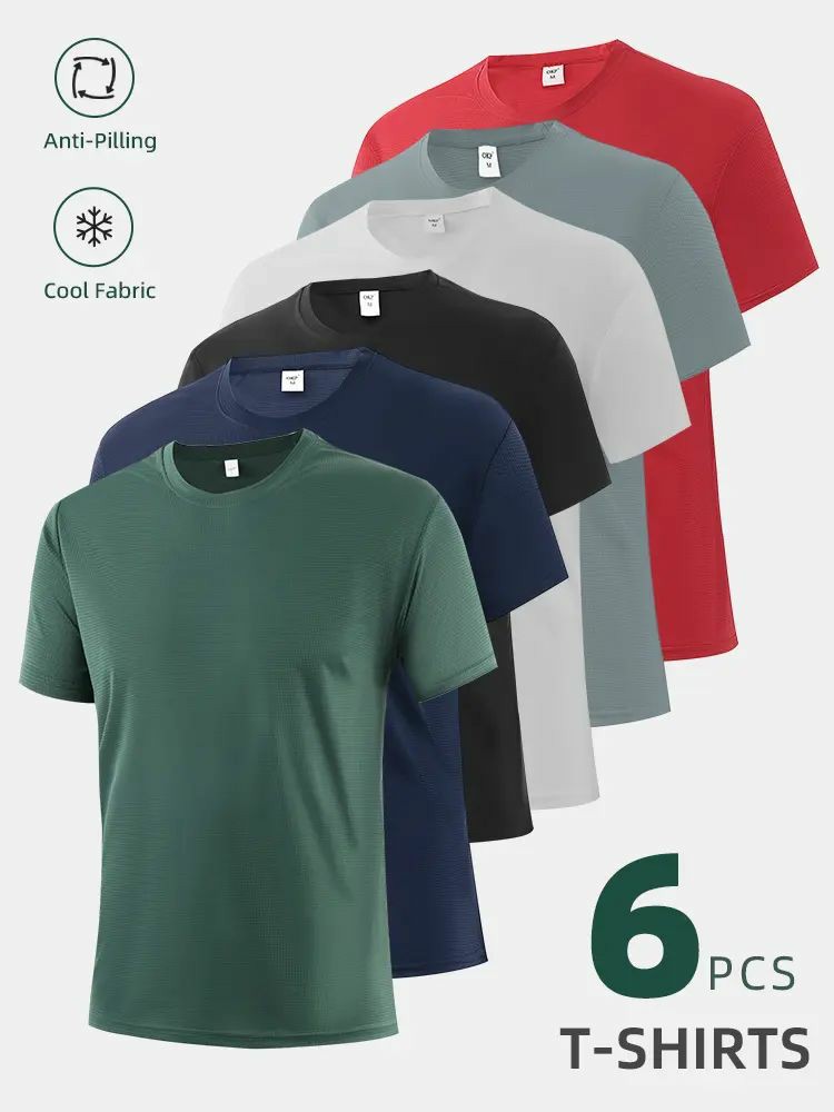 Performance Tees 6-Pack Textured Breathable Athletic