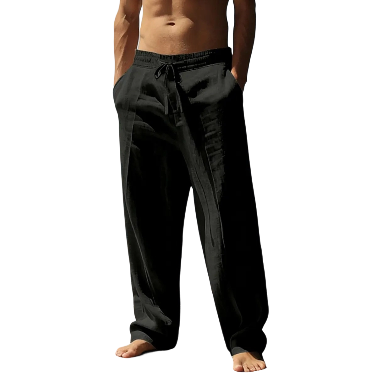 Men's casual trousers, smooth to the touch, solid color, straight leg style