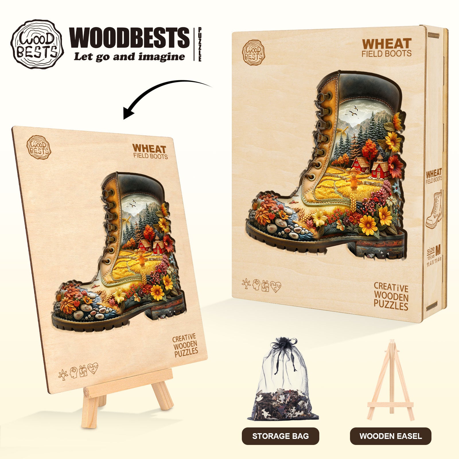 Wheat Field Boots Wooden Jigsaw Puzzle
