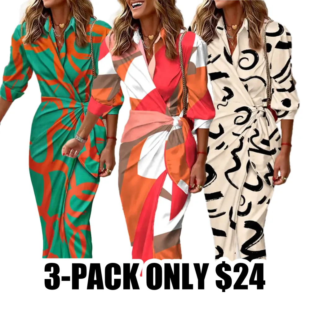 Chic & Stylish: Women’s Geo Print Tied Detail Shirt Dress