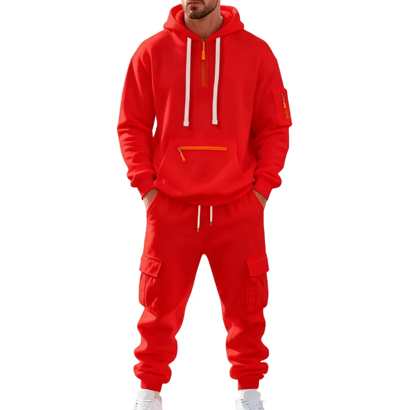 🔥Men's 8-Pack Hoodie & Cargo Pants Tracksuit Set - 8 Colors, Only $24