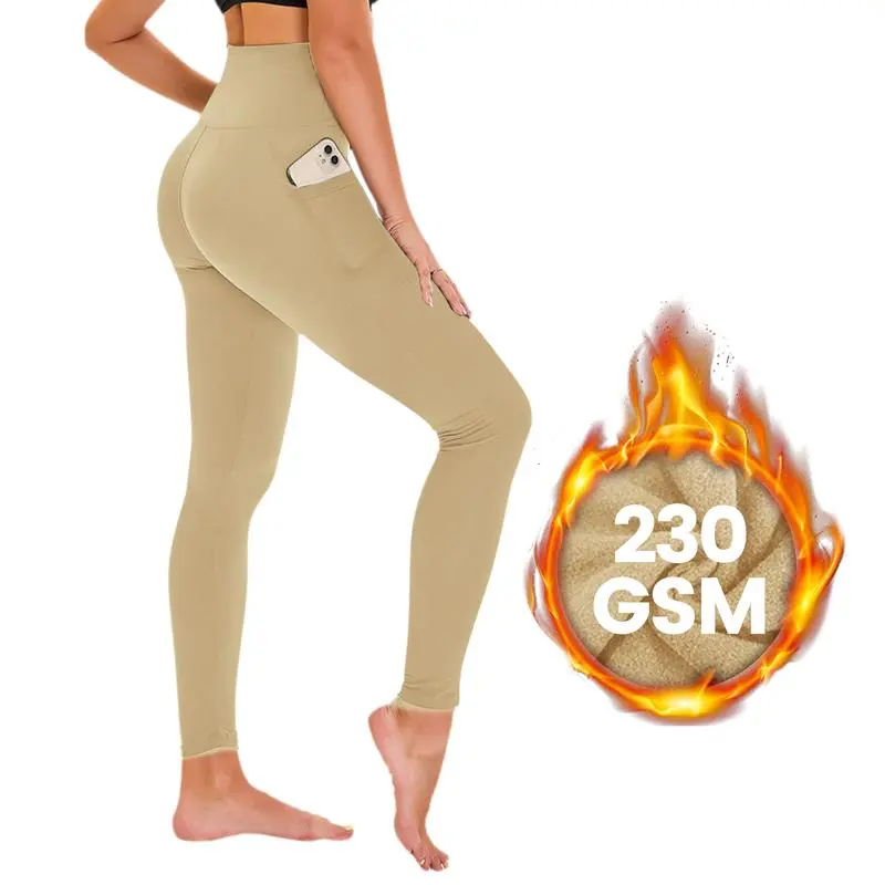 Women's High Waisted Fleece Lined Leggings with Pockets