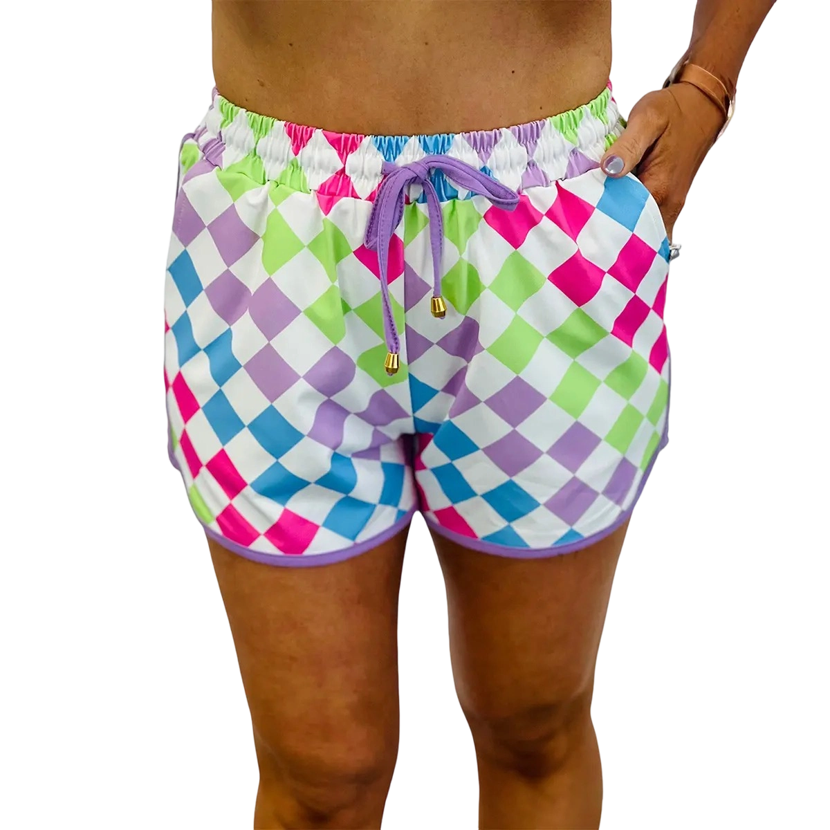 🍂🍂🍂Women's Checkered Casual Shorts with Drawstring