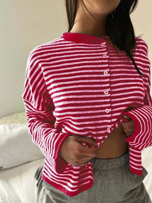 Women's Striped Sweater Cardigan