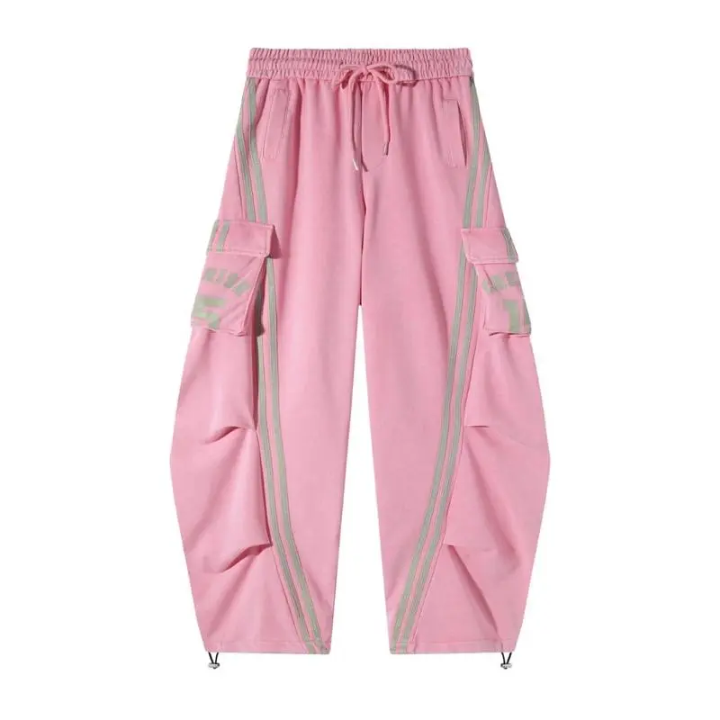 Women’s Loose Wide-Leg Cargo Pants with Elastic Waist & Drawstring