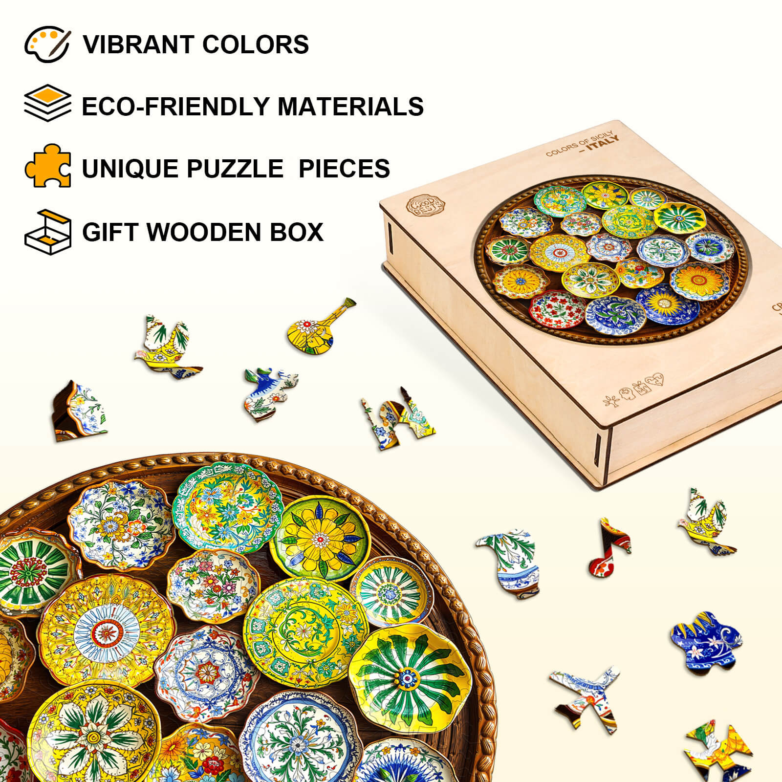 Colors of Sicily– Italy Wooden Jigsaw Puzzle