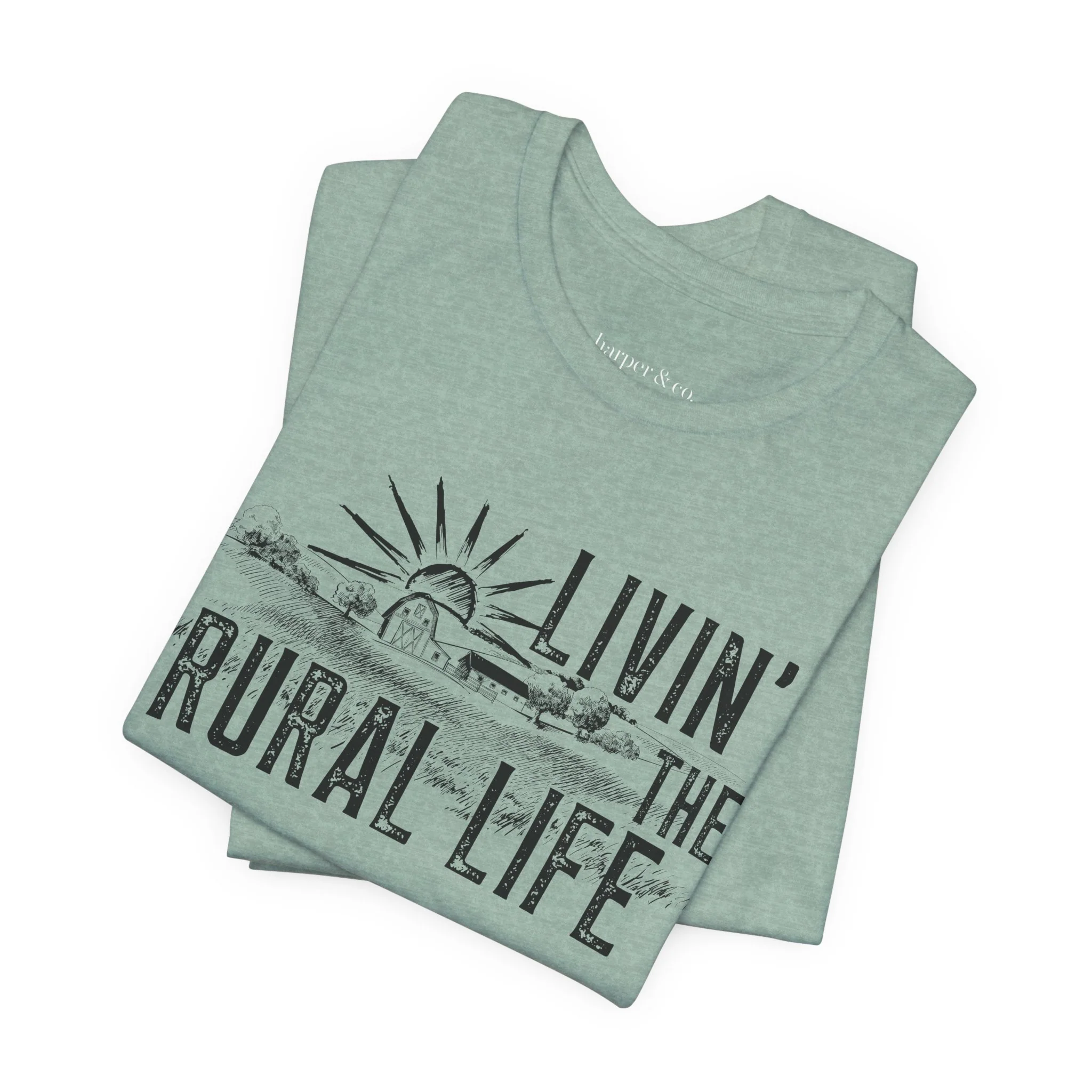 Living the Rural Life (black graphic) Bella Canvas Unisex Jersey T-Shirt - Multiple Colors