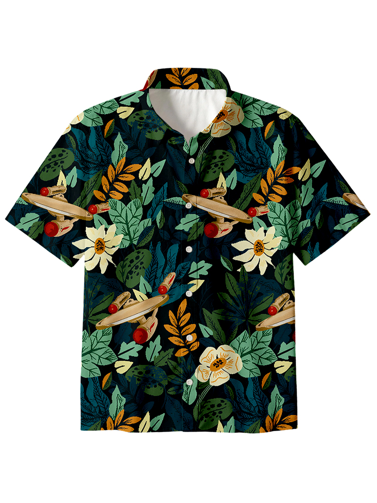 Scifi Spacecraft Hawaii Button Up Pocket Shirt