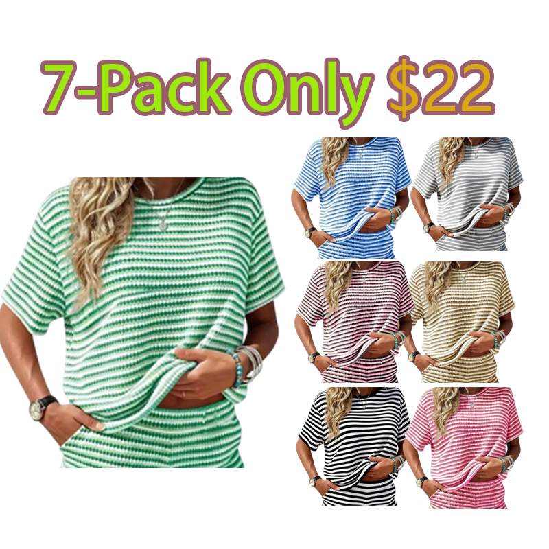 Striped Knit Matching Lounge Set