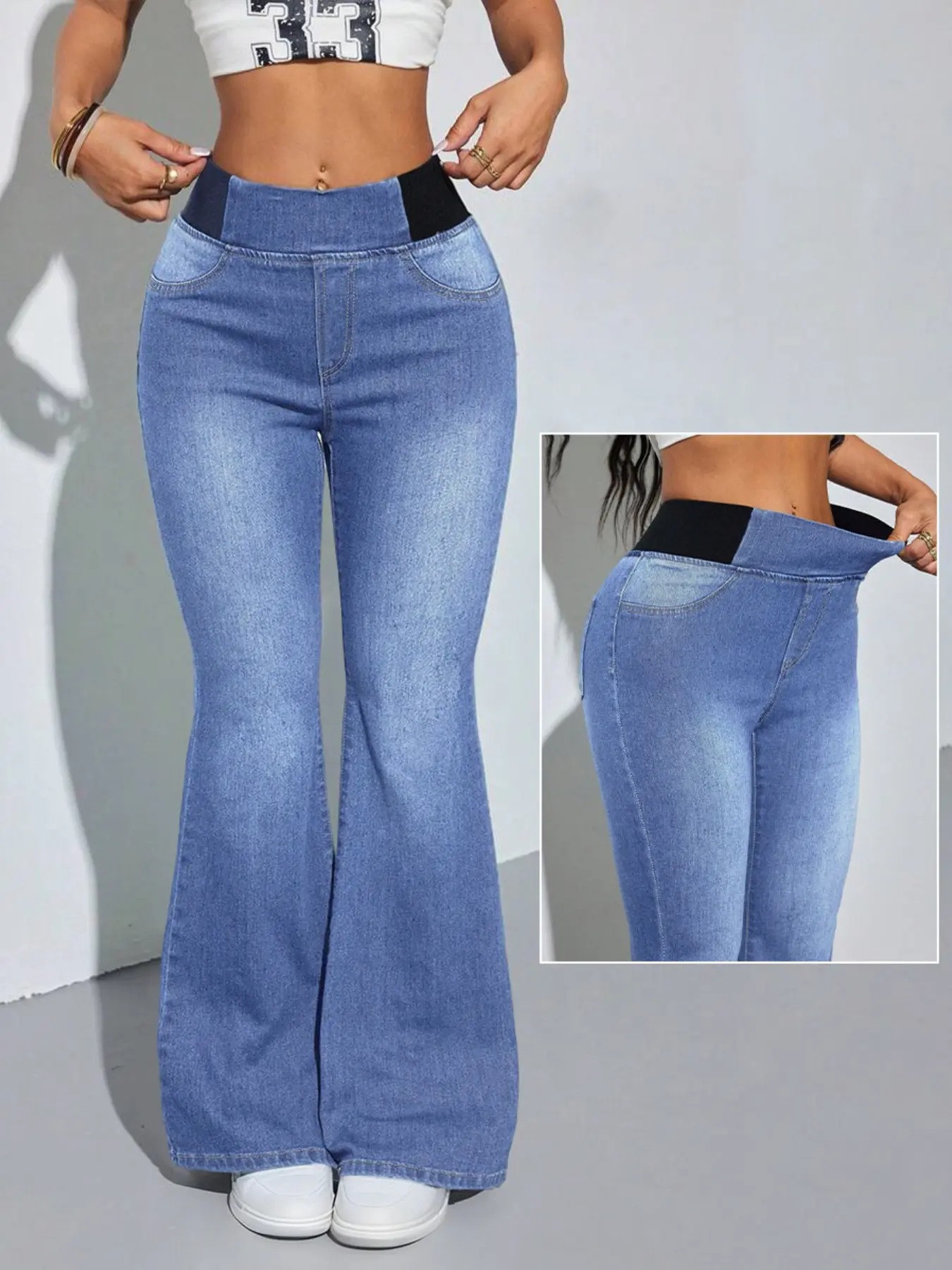 High-Waisted Stretch Flare Jeans