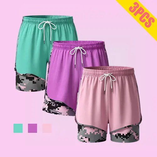 Women’s 8-Pack Anti-Exposure Layered Look Yoga Shorts — Quick-Dry Athletic/Casual Basic Workout Shorts for Running, Fitness, and Tennis