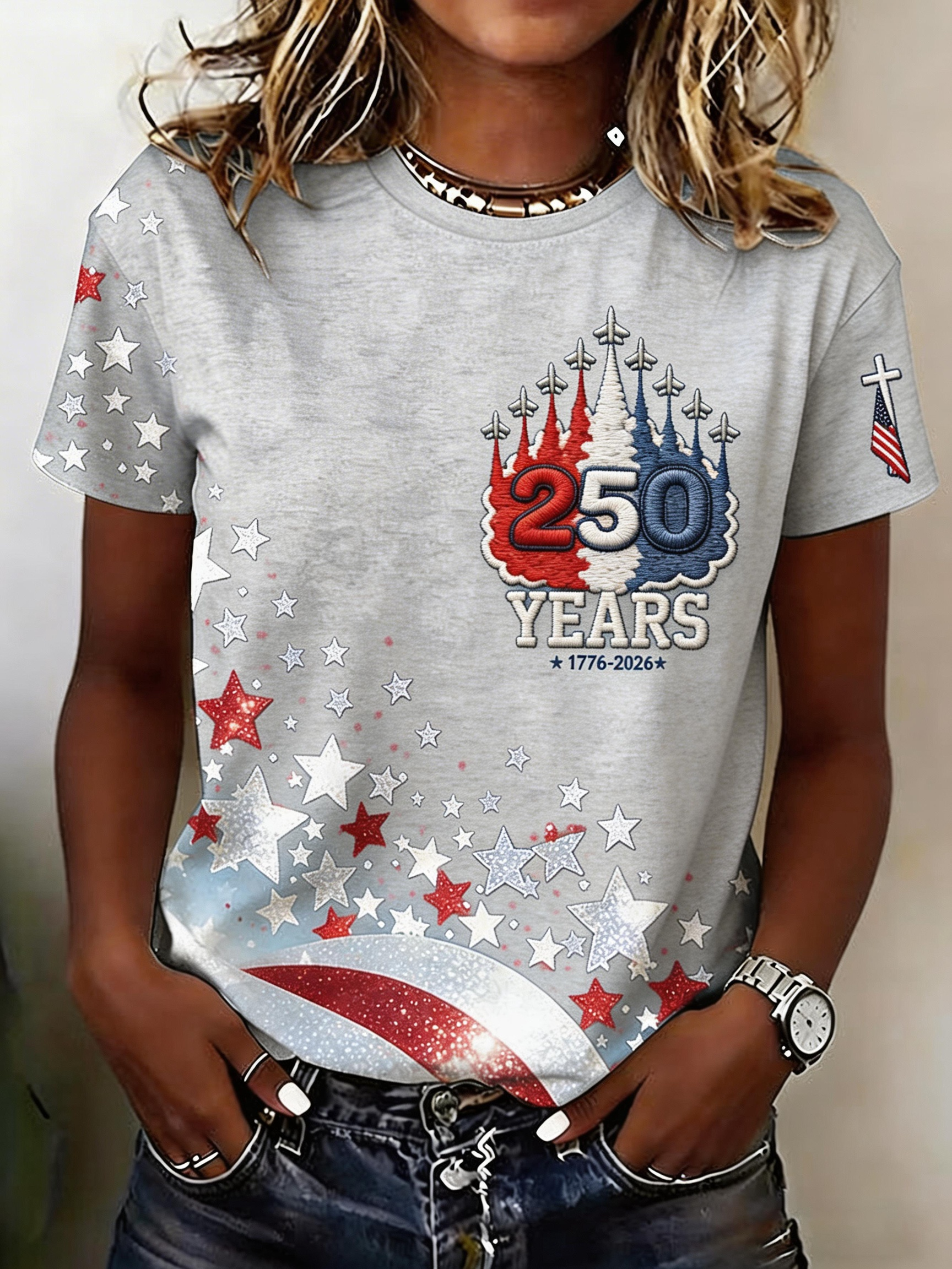 Blue Stars and Stripes Patriotic Anniversary Shirt