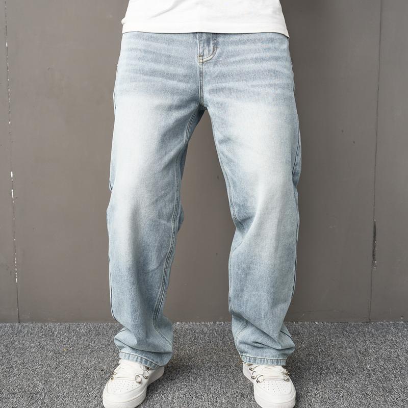 Men’s Loose Fit Cargo Denim Pants — Relaxed Streetwear Style