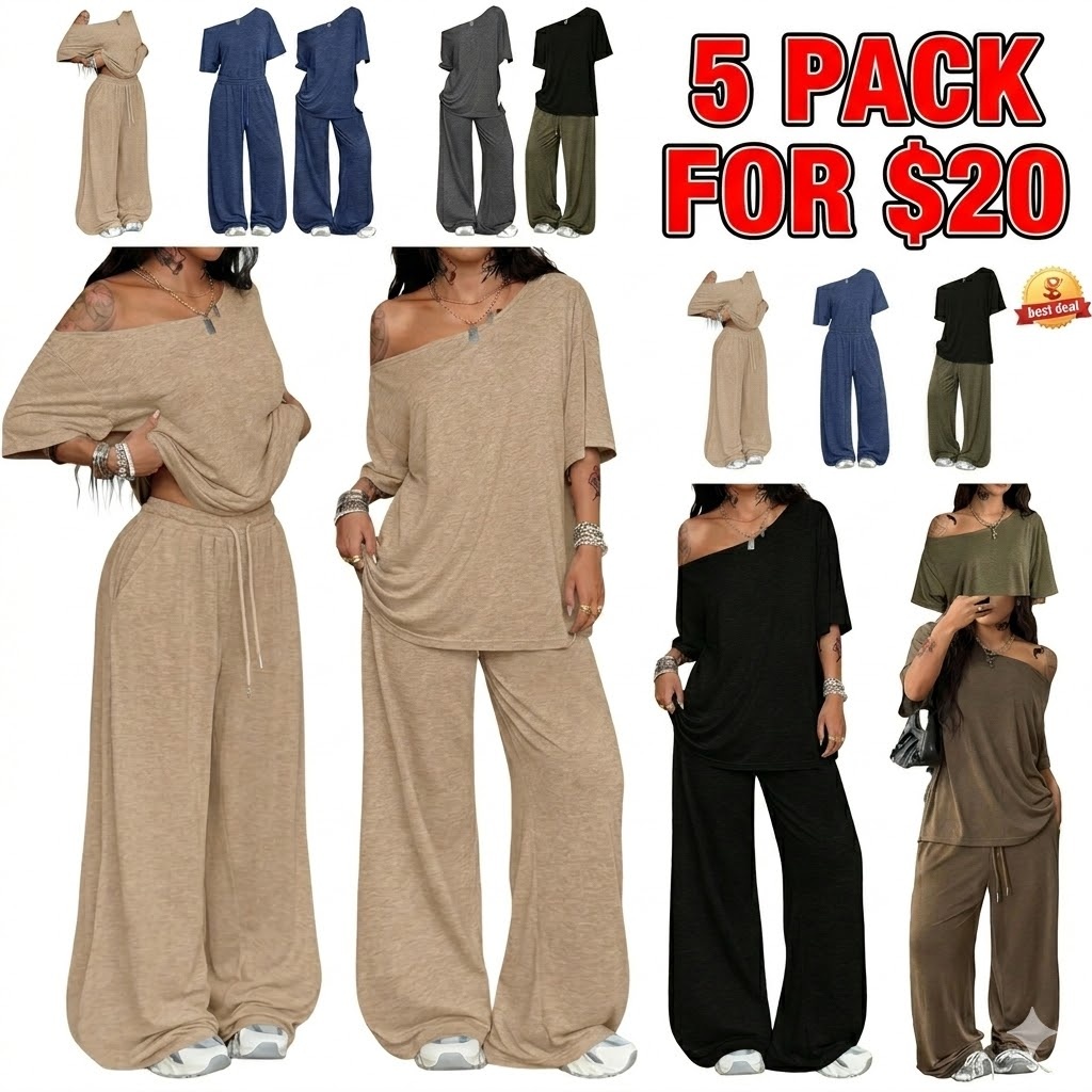 Women's Casual Solid Color Sport Two-Piece Set,