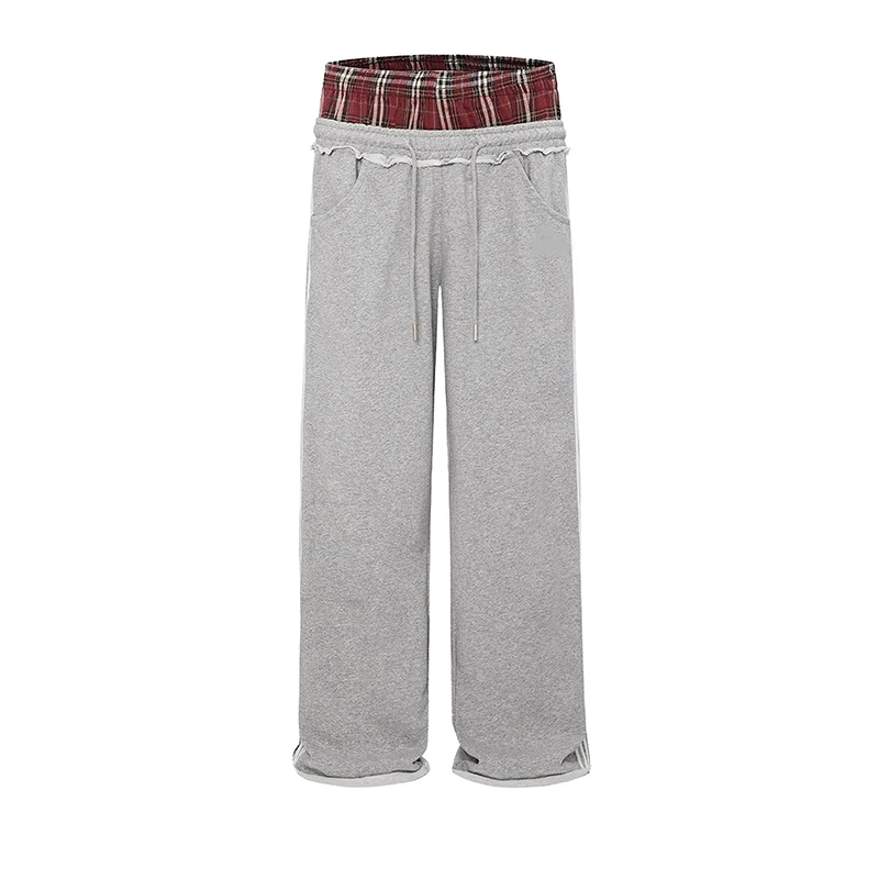Unisex Plaid Patchwork Sweatpants