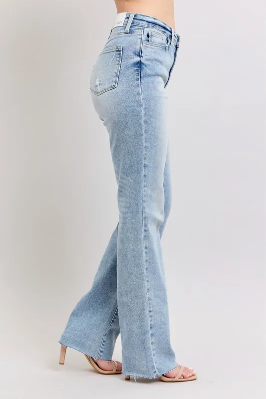 Blue Full Size Midi Rise Light Wash Dad Jeans Plus Size