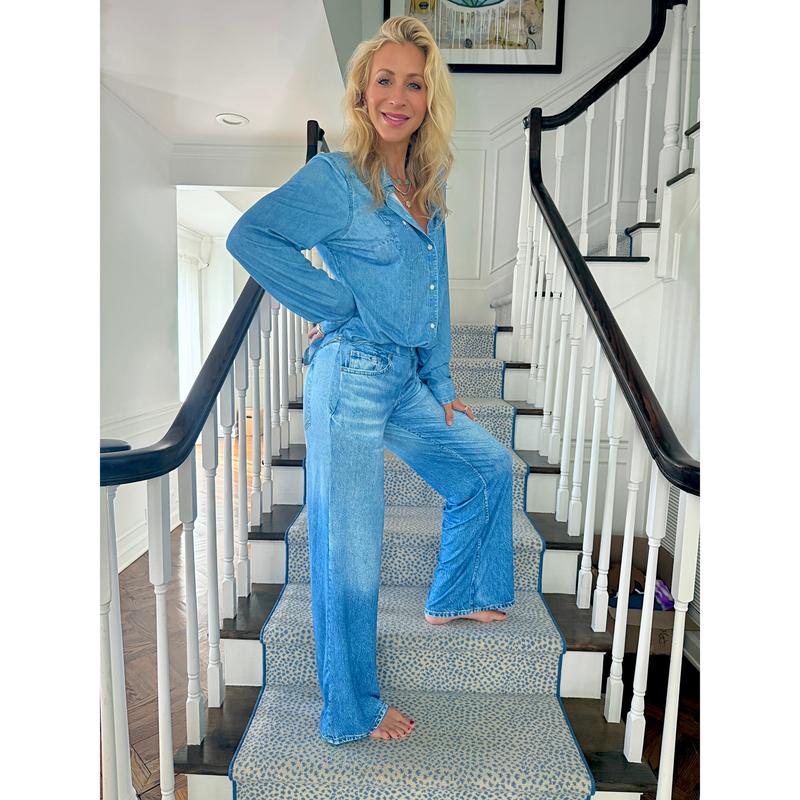 Denim Dreams Pajama Set – Cozy Fit, Soft Denim‐Look Loungewear for All Night Comfort