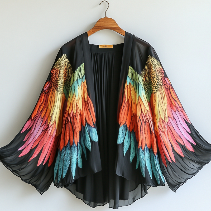 Summer original design elegant handmade wings print cardigan 4e9e