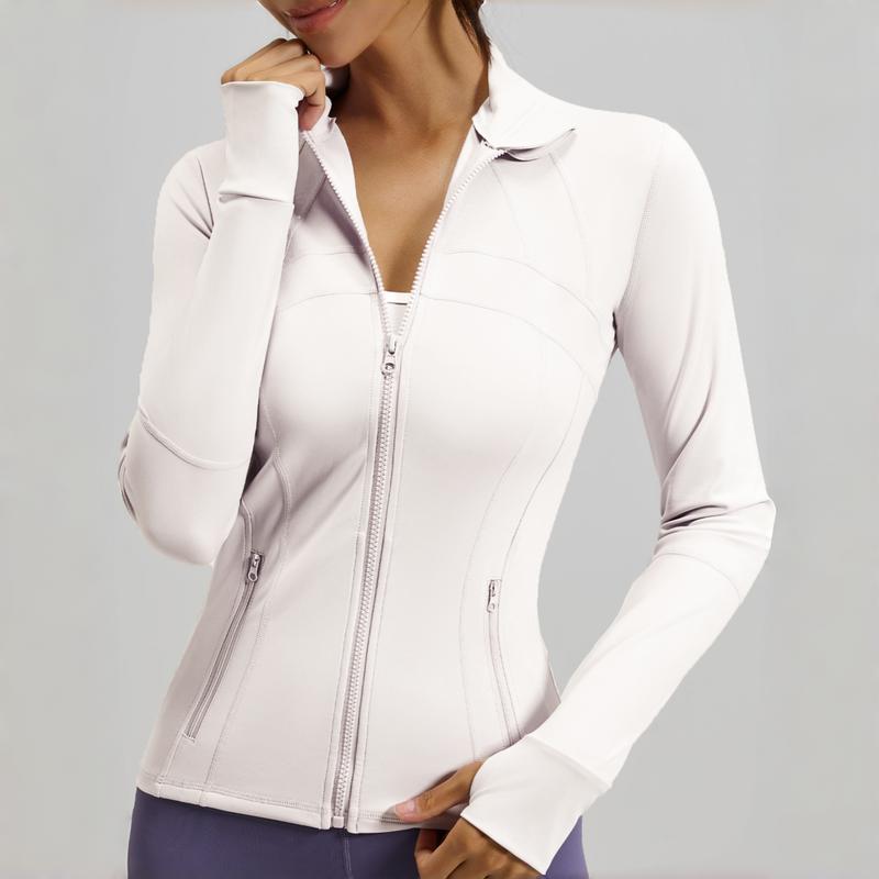 Women’s Soft Blue Full Zip Athletic Jacket – Slim Fit Activewear